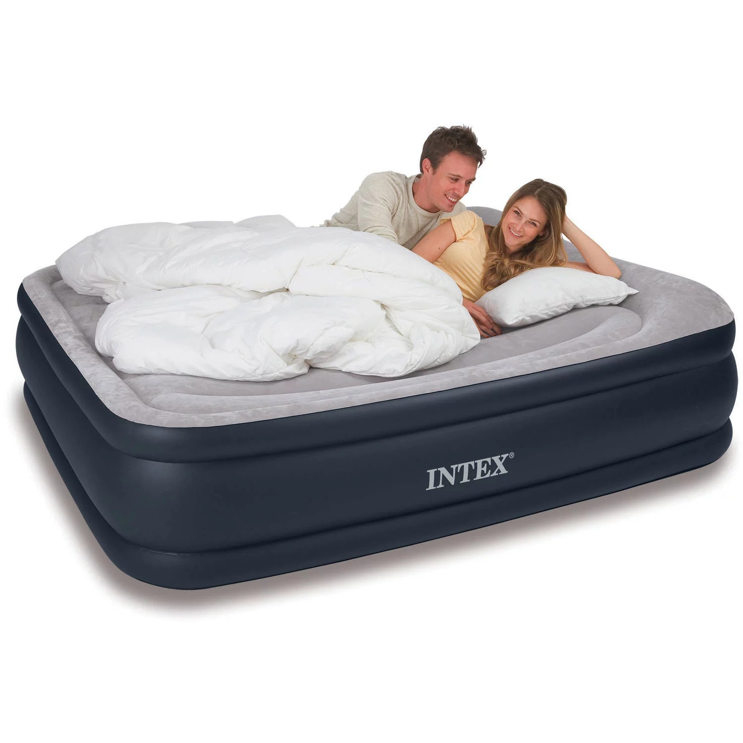 Details about  / Intex Queen Comfort High Rise Airbed Mattress w// Built In Pump /& Cordless Pump